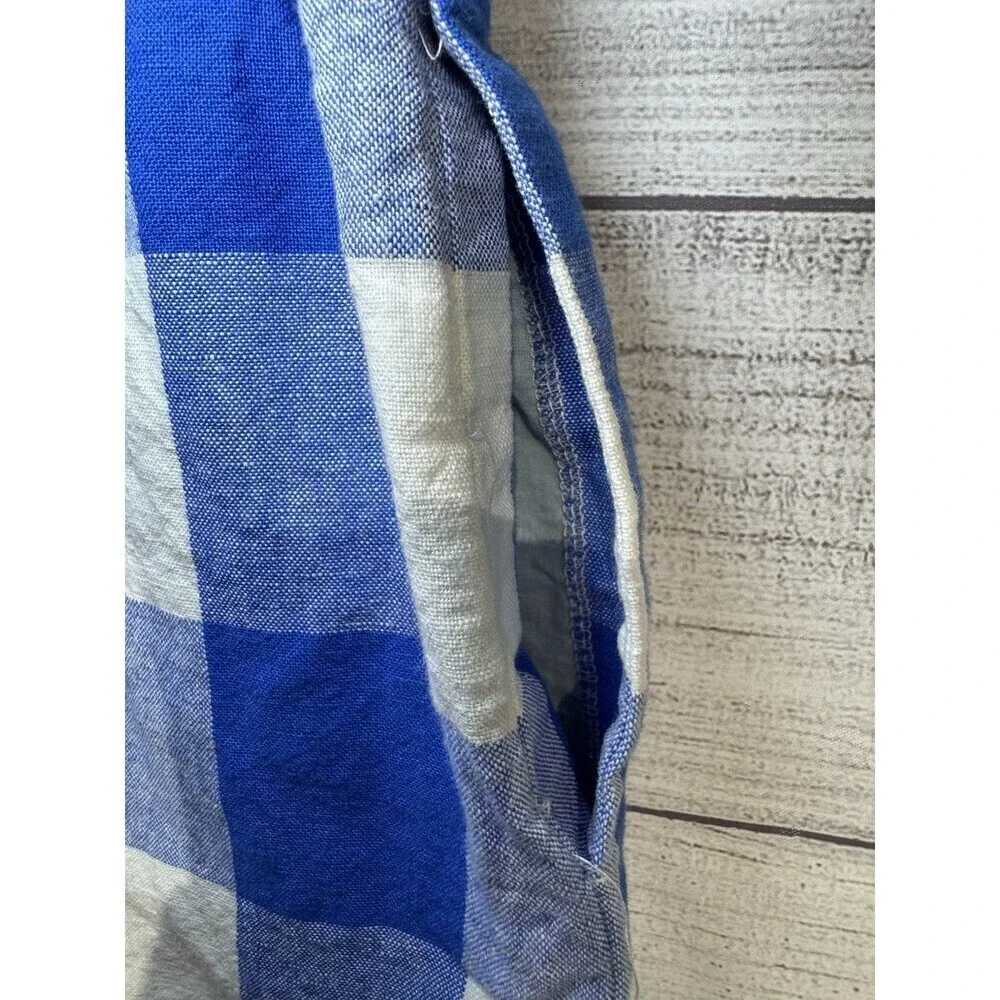 J Crew F. Printed Linen Cotton Sidewalk Mini Skirt SIZE 2 blue white plaid
